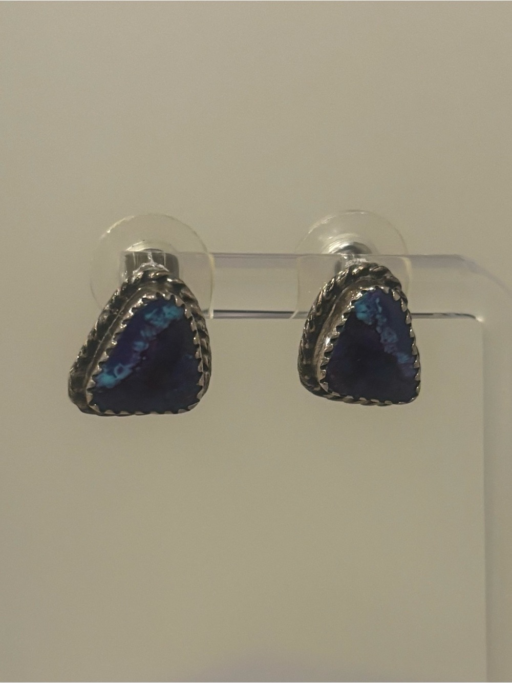 Vintage Sterling Silver Triangle Stud Earrings